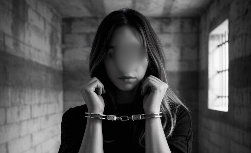 Imagen generada con IA de una mujer detenida al ser acusada de pertenecer a una banda de sacapintas.