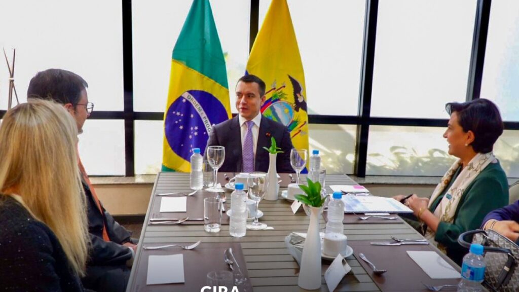 El Presidente Daniel Noboa busca la reapertura de vuelos directos entre Ecuador y Brasil durante su visita oficial. (Cancillería)