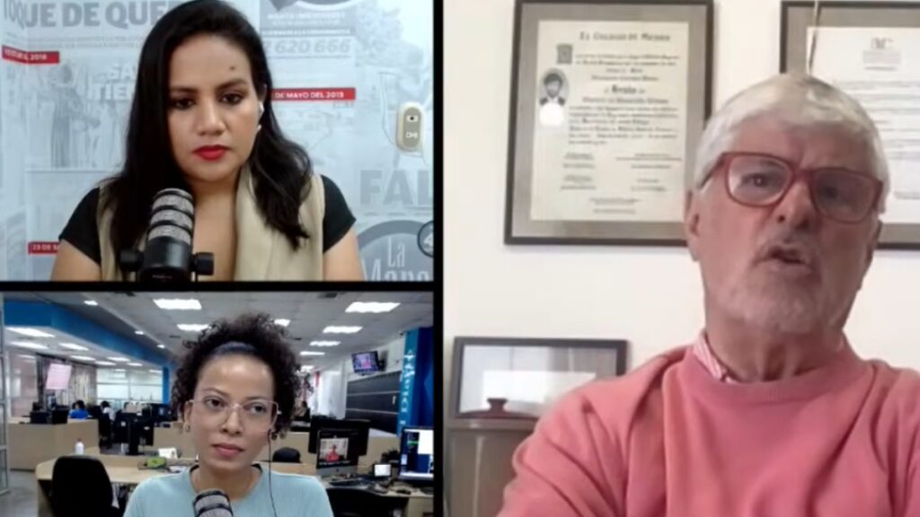 Fernando Carrión, experto en seguridad, durante entrevista en Manavisión Plus.