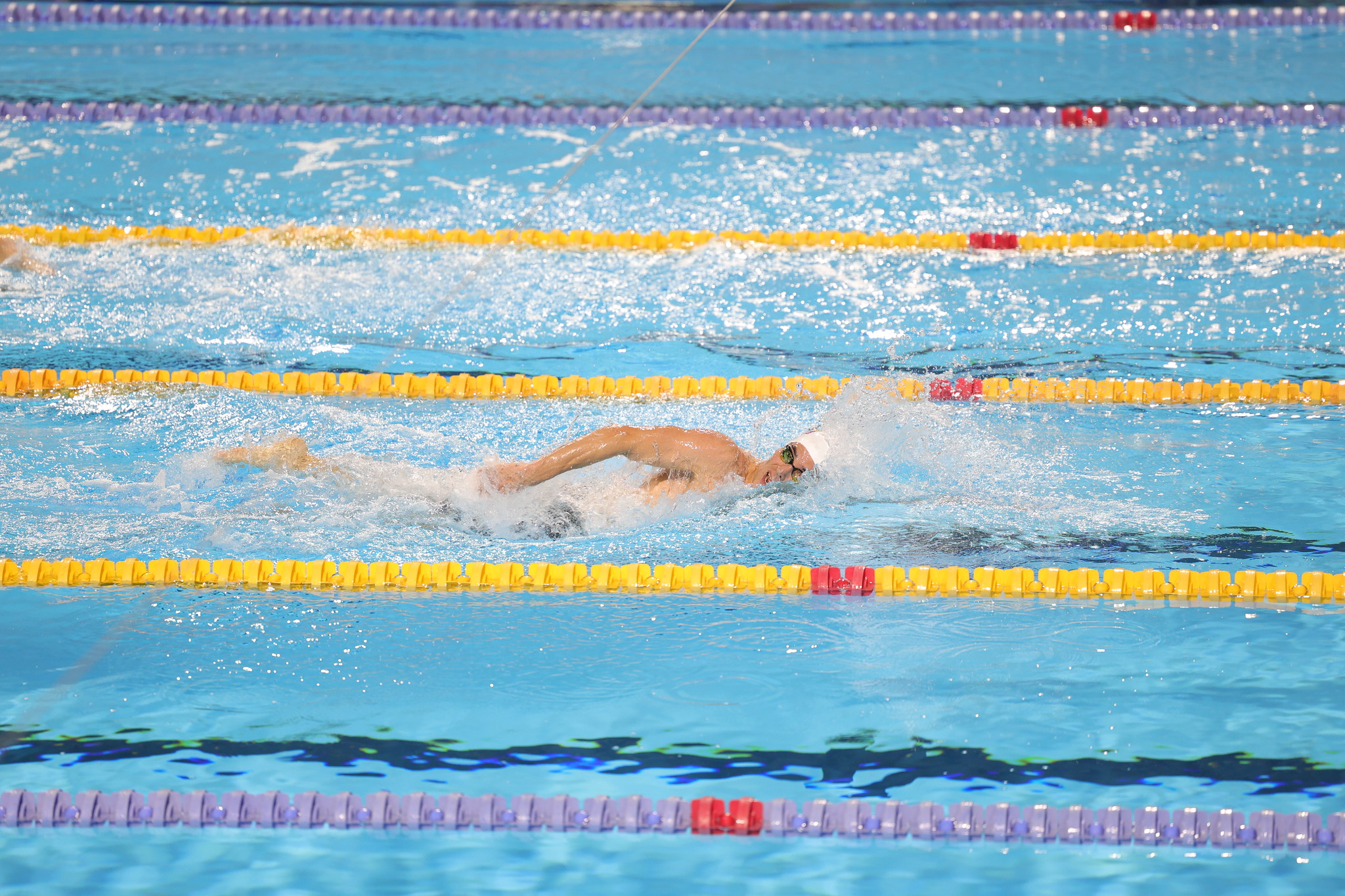 Esteban Enderica  en la prueba de 1500m libre en Juegos Bolivarianos.