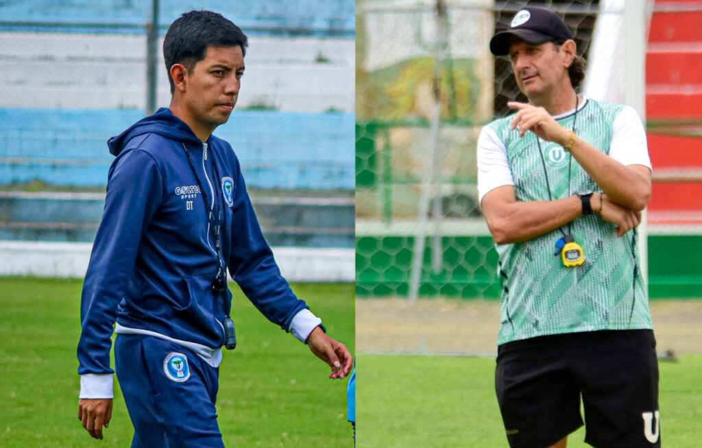Luis Naranjo, entrenador de Aampetra y Raúl Duartes, estratega de Liga de Portoviejo.