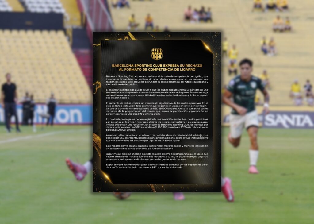 Barcelona SC jugará la LigaPro 2026 bajo protesta por el nuevo formato y la caída de ingresos que afirman existirá
