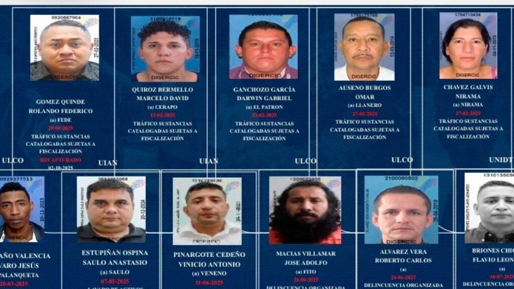 Estos son los 20 objetivos de alto valor que han sido detenidos dentro y fuera de Ecuador en lo que va del 2025.