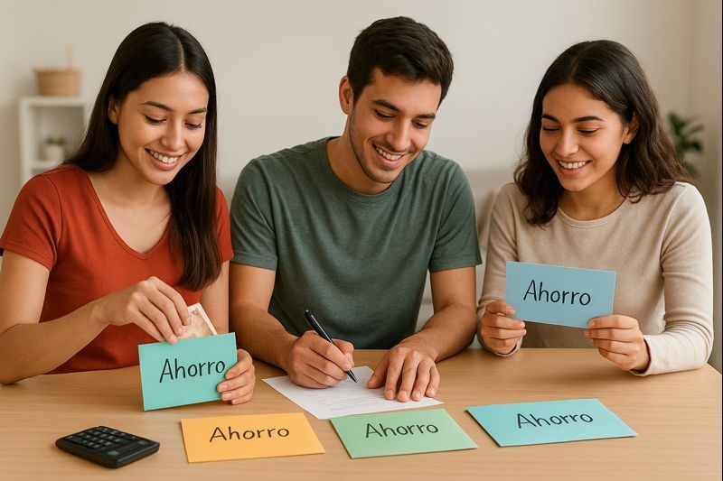 Jóvenes aplican el método de ahorro escalonado para mejorar sus finanzas. FOTO: Inteligencia Artificial (ChatGPT).