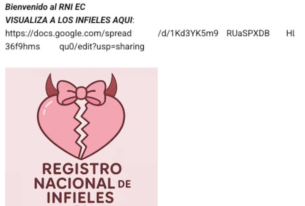 La Superintendencia de Protección de Datos de Ecuador (SuperDatos) anunció que inició una investigación de oficio por el “Registro Nacional de Infieles”