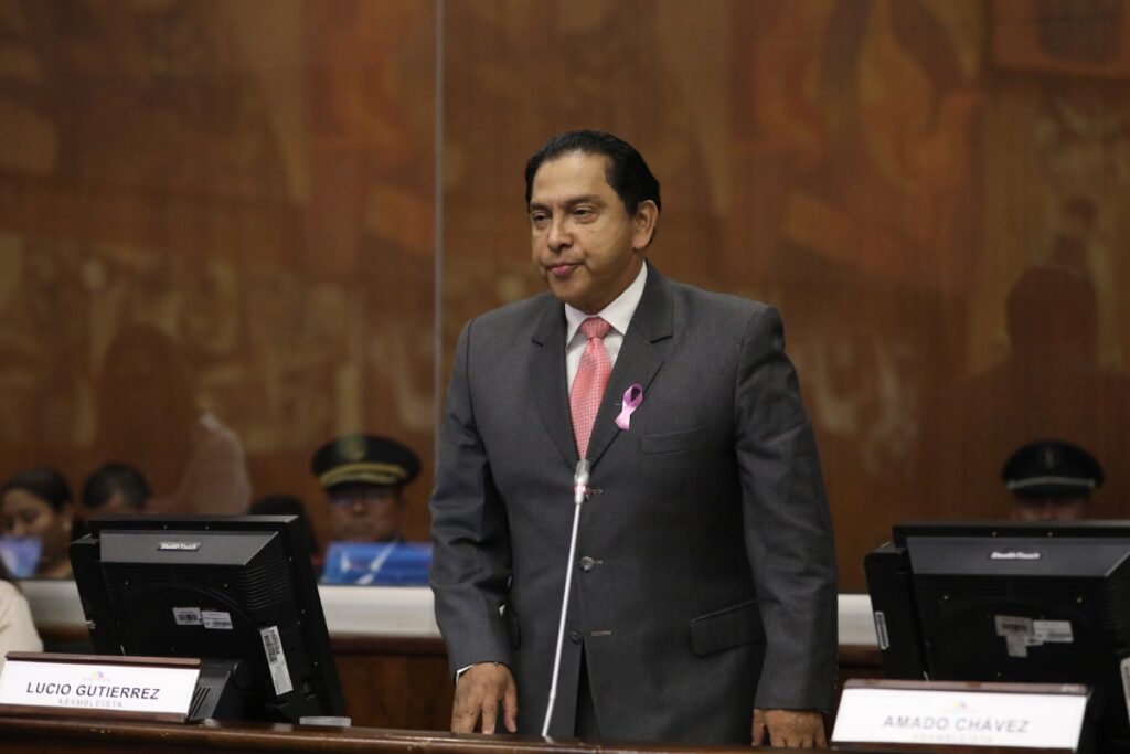 Lucio Gutiérrez se desempeñó como asambleísta desde noviembre del 2023 a mayo del 2025. FOTO: @AsambleaEcuador.