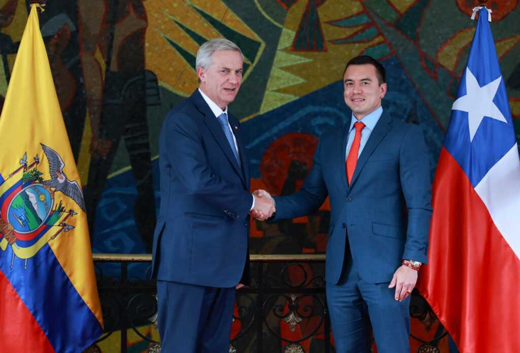 Daniel Noboa y José Antonio Kast acuerdan frente regional y reactivan relación Ecuador Chile.