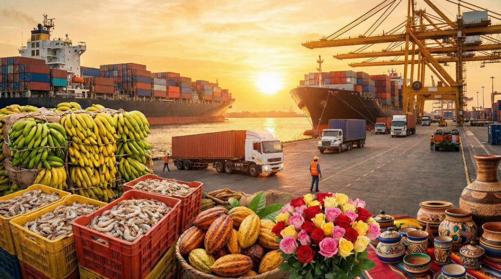 Exportaciones no petroleras de Ecuador crecerán 10 % en 2026.