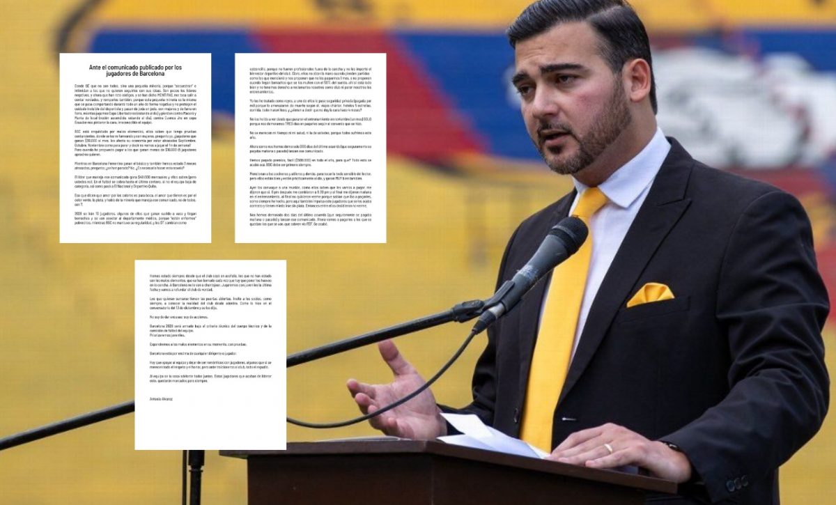 Antonio Álvarez responde con dureza al reclamo salarial del plantel de Barcelona SC
