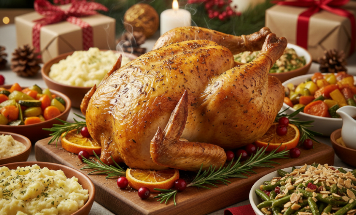 El pollo asado es una opción económica y versátil para la cena de Navidad.