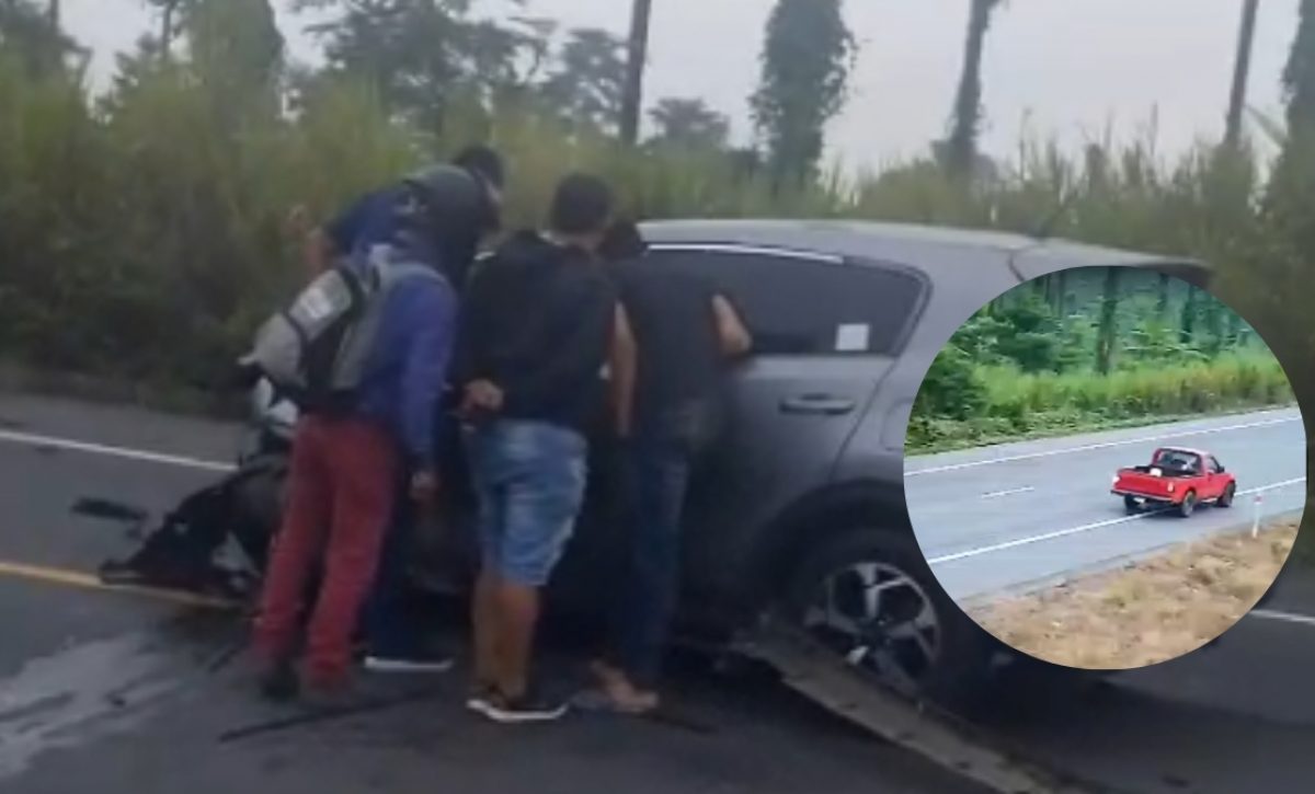 Cámara de seguridad grabó el accidente en Esmeraldas en el que fallecieron Marcos Olmedo, jugador del Muchuc Runa, y dos personas más.