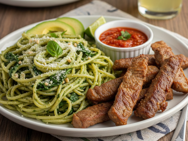 Los tallarines verdes con carne son fáciles de preparar.