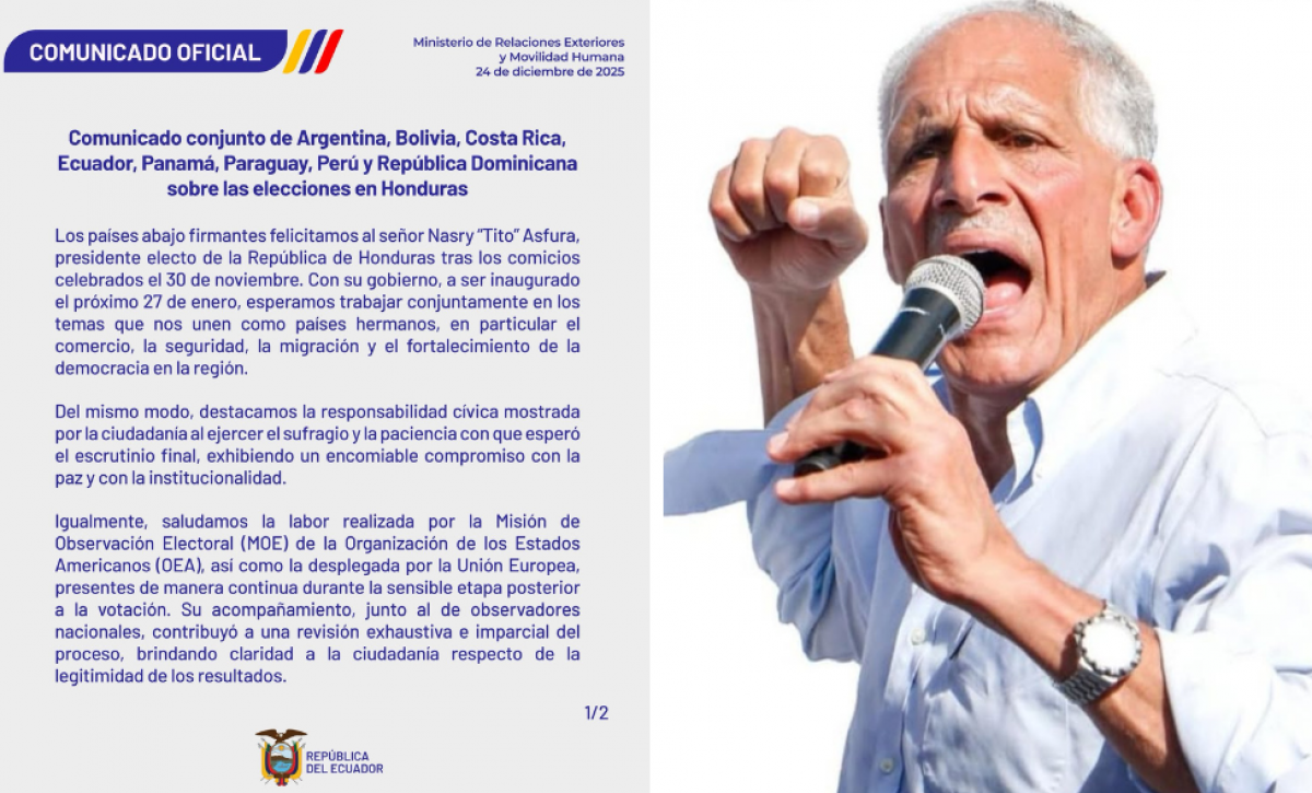 La Cancillería de Ecuador publicó en comunicado conjunto en sus redes sociales.