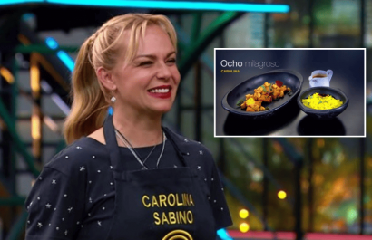 La actriz Carolina Sabino mostró con orgullo su seco de pollo ecuatoriano.