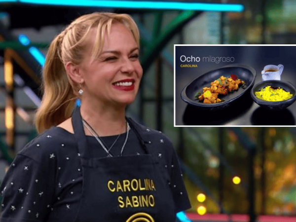La actriz Carolina Sabino mostró con orgullo su seco de pollo ecuatoriano.
