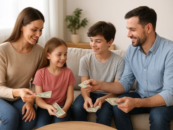 Familias adoptan mesadas educativas para fortalecer la responsabilidad financiera infantil. FOTO: Inteligencia Artificial (ChatGPT).