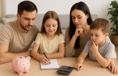 Familia planifica retos semanales para fortalecer el ahorro. FOTO: ChatGPT (Inteligencia Artificial).