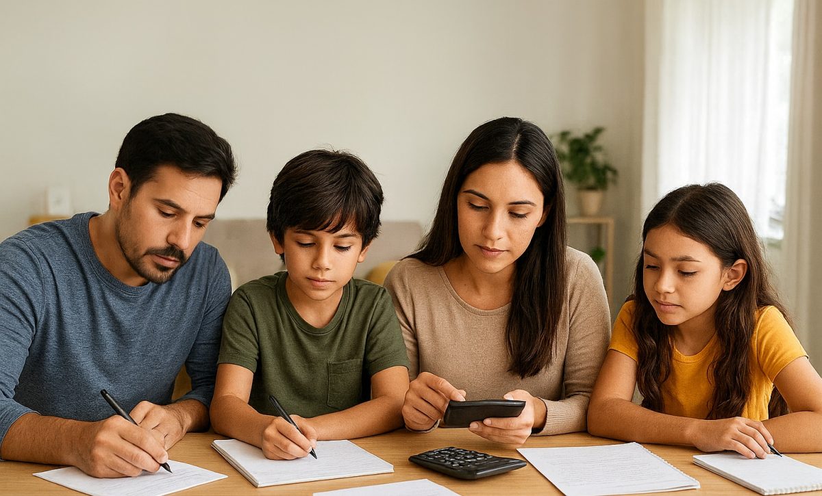 Familias organizan roles financieros para controlar gastos y reforzar el ahorro. FOTO: ChatGPT (Inteligencia Artificial).