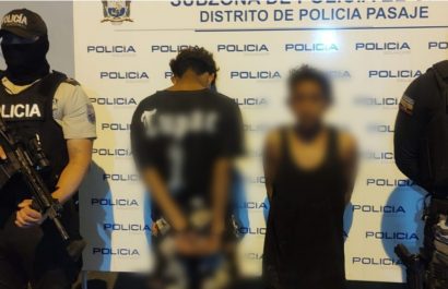 La Policía neutralizó a dos presuntos delincuentes tras una persecución en el cantón Pasaje, provincia de El Oro. (Policía Nacional)