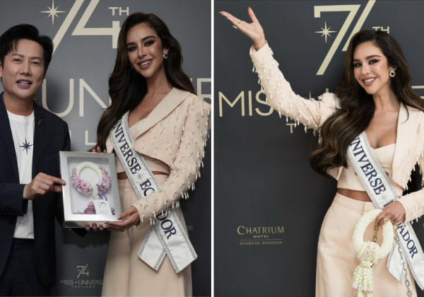 Nadia Mejía compartió con Nawat Itsaragrisil, ejecutivo de Miss Universo, al sumarse a la concentración.