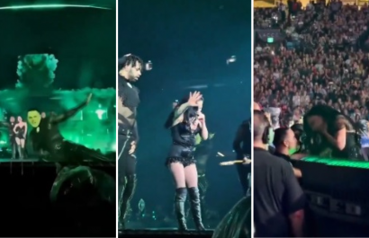 Secuencia de la caída del bailarín y la reacción de Lady Gaga.