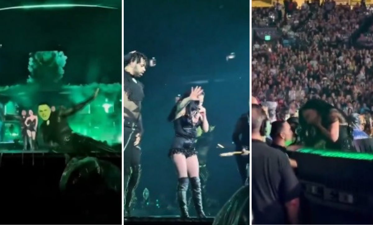 Secuencia de la caída del bailarín y la reacción de Lady Gaga.