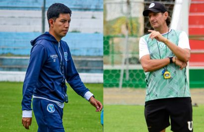 Luis Naranjo, entrenador de Aampetra y Raúl Duartes, estratega de Liga de Portoviejo.