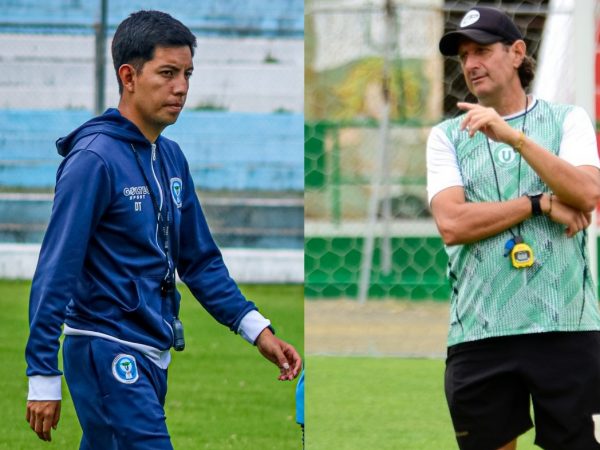 Luis Naranjo, entrenador de Aampetra y Raúl Duartes, estratega de Liga de Portoviejo.