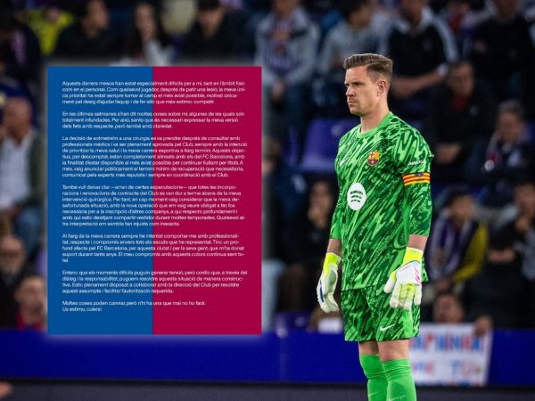 Marc-André ter Stege afirma que la decisión de operarse fue plenamente aprobada por el FC Barcelona