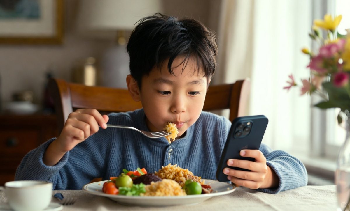 Ver a un niño con el celular mientras come se ha vuelto habitual.