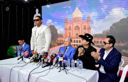 Los artistas manabitas dieron detalles en la rueda de prensa.