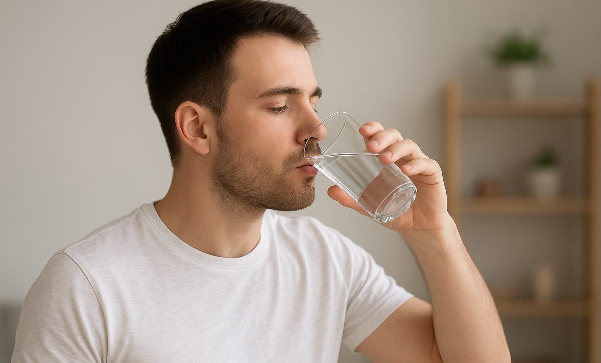 Tomar un vaso de agua nada más levantarse mejora la hidratación matutina sin renunciar al café. FOTO: ChatGPT (Inteligencia Artificial).