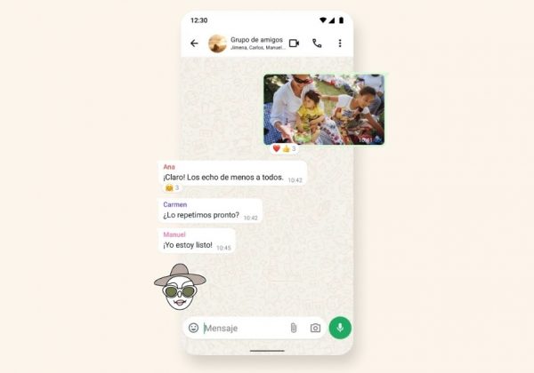 Imagen de un chat grupal de WhatsApp.