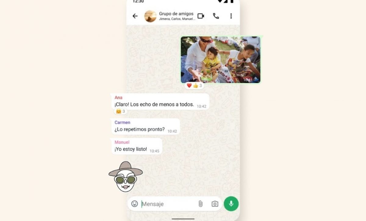 Imagen de un chat grupal de WhatsApp.