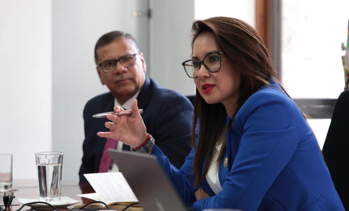 La ministra de Gobierno, Nataly Morillo en una reunión. FOTO: @MinGobiernoEc.