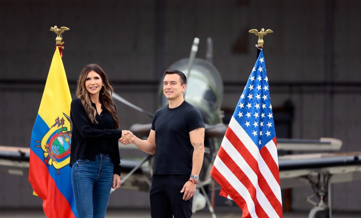 Daniel Noboa y Kristi Noem durante su reciente encuentro en Ecuador.