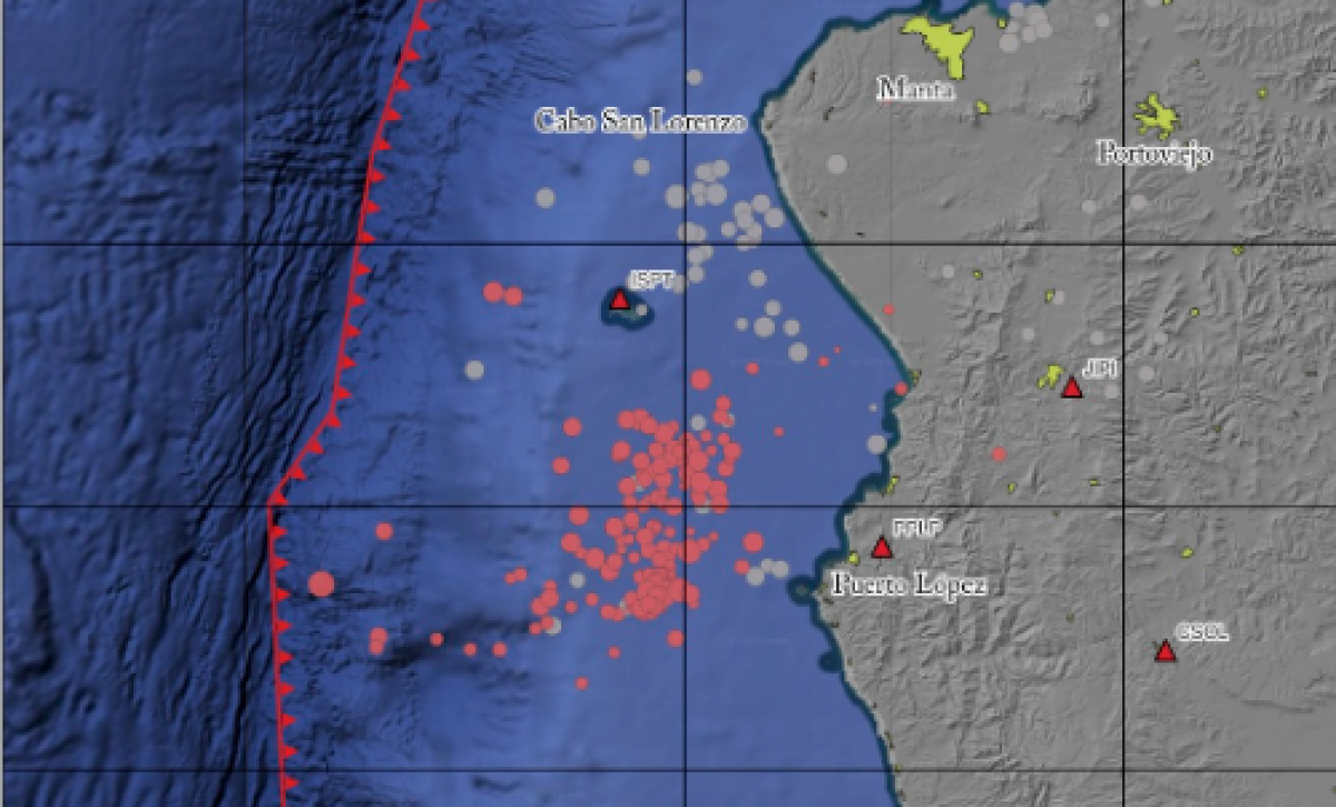 Enjambre sísmico frente a Puerto López suma 168 sismos desde el 5 de septiembre