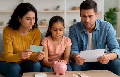 Familias adoptan el fondo del mes 13 para enfrentar gastos no planificados. FOTO: Inteligencia Artificial (ChatGPT).