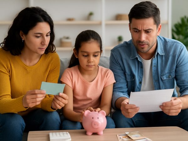 Familias adoptan el fondo del mes 13 para enfrentar gastos no planificados. FOTO: Inteligencia Artificial (ChatGPT).