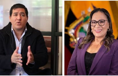 Zaida Rovira, ministra de Gobierno, junto a Andrés Arauz, excandidato a la presidencia del país. FOTO: Composición.